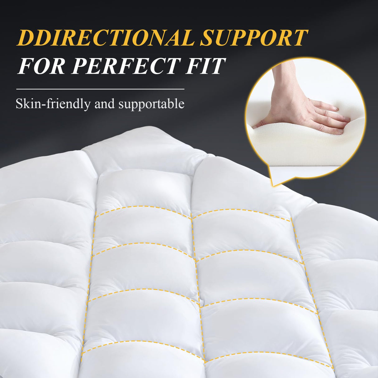 DOWNCOOL 3 Inch King Mattress, Ultra Thick and Fluffy Supportive Memory Foam Mattress Topper for Body Pain, Pad with Breathable Mesh Design for Deep Sleep, 80x78x3 Inches DOWNCOOL