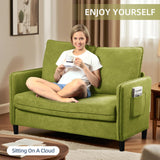 Zoxeions 51" Small Loveseat Sofa, Comfy Teddy Fabric with LED Mood Lighting Perfect for Bedroom, Living Room & Small Spaces, Tool-Free Assembly, Solid Wood Mini Couch for Apartment, Dorm Zoxeions