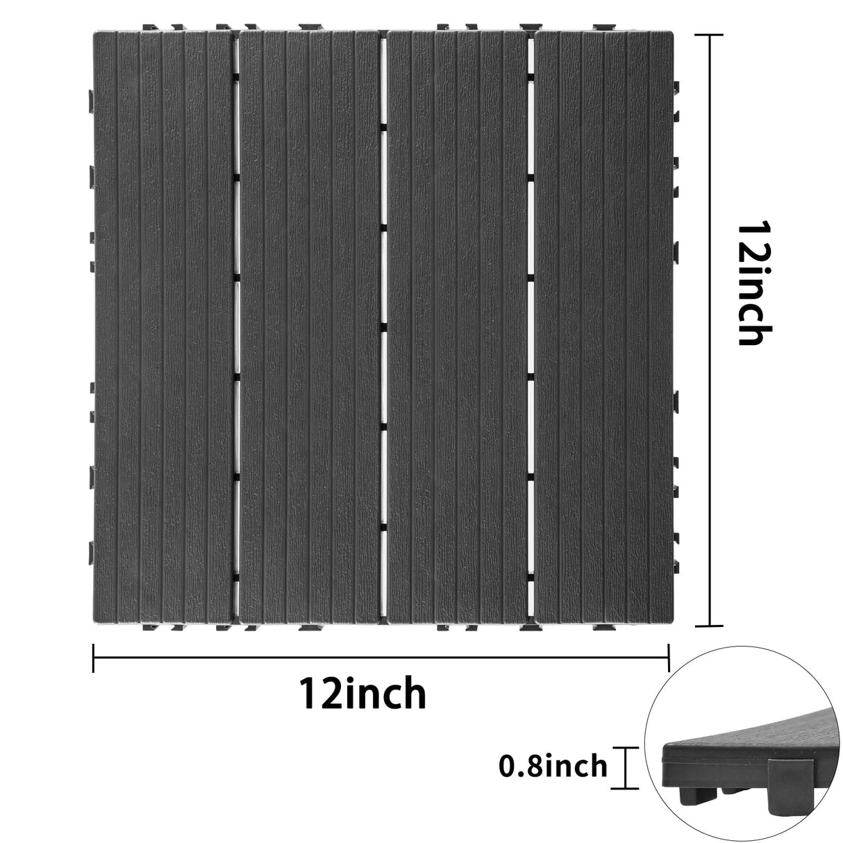 44Pcs Plastic Interlocking Deck Tiles,12"x12" Patio Deck Tiles,Flooring Outdoor Waterproof All Weather Use,Patio Floor Decking Tiles for Garden Poolside Front/Back Yard(Light Gray) Weawilson