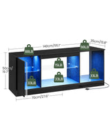 CHOEZON TV Stand with Power Outlets to 55 inch TV, Modern Entertainment Center with Multi-Color LED Light, Media TV Console with Adjustable Glass Shelves for Living Room, Bedroom, Black MDS01UDBB CHOEZON