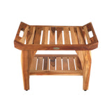 EcoDecors, 24 inch, Natural Wood, Teak Shower Bench, Shower Stool Wood, Wood Shower Chair, LiftAide Arms, Bathroom Bench Seat, Shower Bench Waterproof EcoDecors