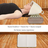 NUIBY Bamboo Sauna Headrest Pillow, 100% Natural Handmade Wood Sauna Pillow Sauna Neck Rest Sauna Accessory, Bonus Sauna Cap and Seat Pad Included, Summer Cool Cervical Spine Pillow (1 Set) NUIBY