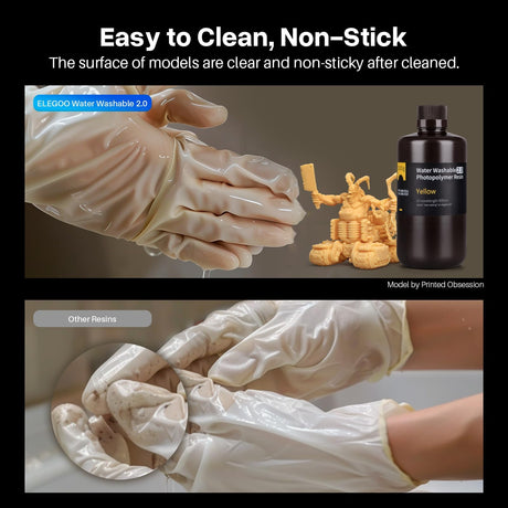 ELEGOO Water Washable 3D Printer Resin 2.0, Fast Curing Photopolymer Resin for Mars Saturn Jupiter MSLA DLP LCD 3D Printing, 385-405nm UV Curing 3D Printing Liquid, Ceramic Grey 1000g ELEGOO