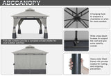 ABCCANOPY 8'x8' Outdoor Gazebo, Double Roof Patio Gazebo with and Shade Curtains, Light Gray ABCCANOPY
