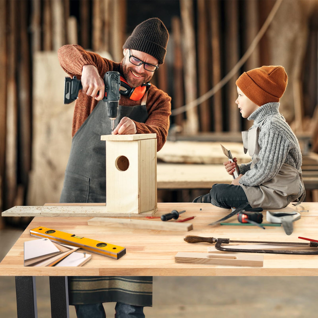 OLBRUS 60" Heavy-Duty Adjustable Workbench for Workshop Office Garage Home, Hardwood Workstation, Heavy Duty 2000 LBS Load for Adjustable Foot Pads OLBRUS