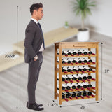 Kinsuite Bamboo Wine Rack Modular Wine Storage Holder Display Shelves for Storing Bottles at Home 36 Bottle Wine Rack Free Standing Floor 6 Shelves with Drawer Kinsuite