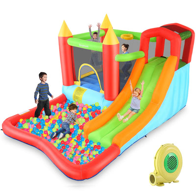 HYPOAI Bounce House,Inflatable Bounce Castle with Blower for Kids 3-12,Outdoor/Indoor Bouncy House Water Park for Backyard with Splash Slide,Climbing Wall,Ball Pit,Jumping Area (146" x 103" x 73")
