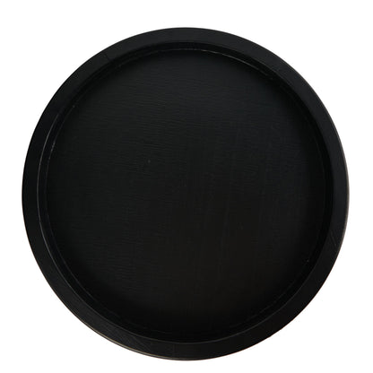 Creative Co-Op Farmhouse Decorative Wood Circle Hobnail Edge, Black Tray - WoodArtSupply