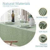 Veblandy Rectangle Tablecloth Linen Textured Waterproof & Stain Resistant Table Cloth Wrinkle Free Decorative Fabric Farmhouse Table Cover for Dining/Party/Buffet/Wedding, 52 x 70 Inch, Sage Green Veblandy