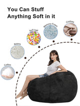 HDMLDP Bean Bag Chair for Adults Kids Without Filling Comfy Fluffy Giant Round Beanbag Lazy Sofa Cover for Reading Chair Floor Chair, 6FT, Grey HDMLDP