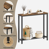 YATINEY Narrow Console Table, 2-Tier Small Sofa Table, 29.5" Thin Entryway Table, Behind Couch Table with Shelves, Industrial Hallway Table, for Living Room, Foyer, Rustic Brown and Black CT03BR YATINEY