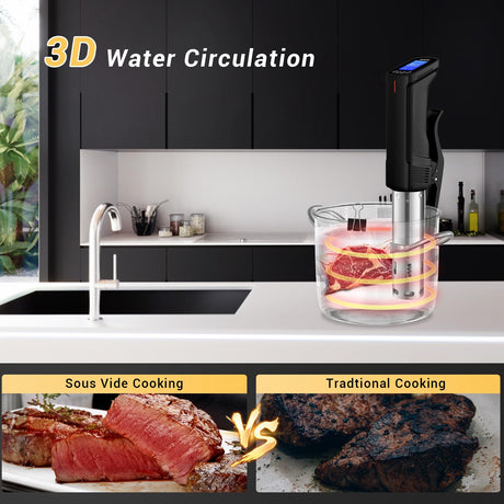 Inkbird WIFI Sous Vide Machine ISV-100W, 1000 Watts Sous-Vide Cooker Immersion Circulator with 14 Preset Recipes on APP & Calibration Function, Thermal Immersion, Fast-Heating with Timer |Best Gift Inkbird