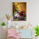 Grapes on the Vine Paint by Numbers Kits for Adults Beginners Beautiful Wine Glasses DIY Painting by Number on Canvas Pretty Pattern Painting with Brushes Acrylic Paints 16x20 Inch（Without Frame） MSTINGSHUN