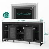 YITAHOME 33.5'' Tall TV Stand for 75 inch TV, LED Entertainment Center with Storage, Black TV Stands for Living Room with Acrylic Doors & Power Outlets, Tall TV Console Cabinet, Black YITAHOME