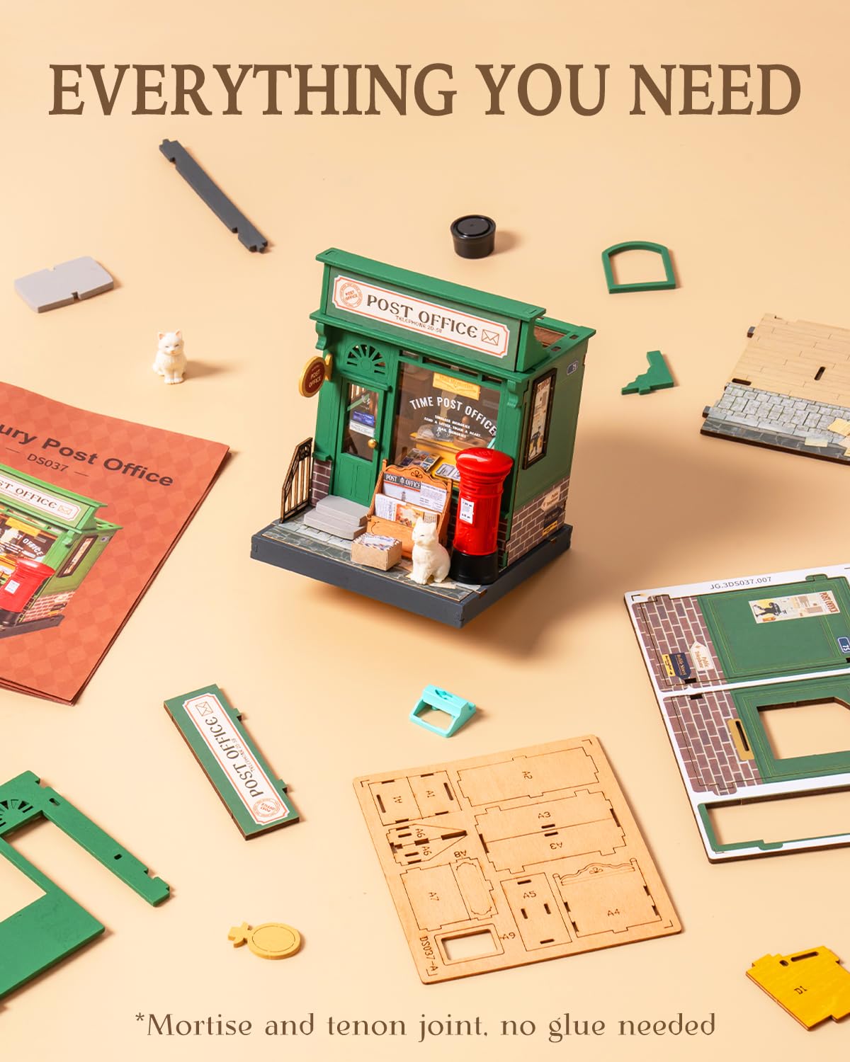 Rolife DIY Mini Building House Miniature Kit-Century Post Office, Miniature Lifestyle Mini Bookshelf Decoration, DIY Hobbies/Gifts for Craftsman (Century Post Office) Rolife