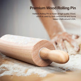 HelferX 17.6 inch Wooden Rolling Pin for Baking - Long Dough Roller for All Baking Needs HELFERX