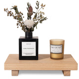 Small Wood Tray Pedestal Stand Farmhouse Bathroom Decor Decorative Wooden Riser Kitchen Soap Dish Holder for Vanity, Counter, Sink, 9" x 5.9" - Burlywood zoocatia