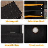 LUMIINOFAMI 40 Gallon Tank Stand, Wooden Aquarium Stand 40 Gallon Fish Tank Stand with Drawer, Reptile Tank Stand with Power Strip and LED, Tank Stand -1000Lbs Capacity, Black LUMIINOFAMI