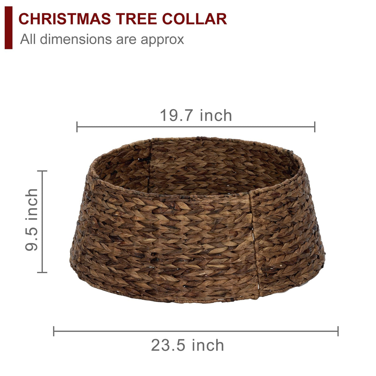 Christmas Tree Collar, 23.5’’ D Handmade Water Hyacinth Christmas Stand Tree Collar Basket Base Cover for Holiday Decoration BAYN