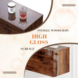 LUXOAK 70" Wall Mounted High Gloss Floating TV Stand with LED Lights & Charging Station,Media Entertainment Center for TVs Up to 80", Modern Woodgrain Floating TV Console for Living Room, Espresso LUXOAK