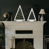 Lighted Christmas Tabletop Decorations, 2Pcs LED Lights Wooden Christmas Tree Table Decor Battery Operated Wood Craft Light Up Ornament for Holiday Winter Party Desk Home Mantel Display Xmas (White) IDATOO