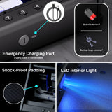 PINEWORLD Gun Safe For Handgun, Gun Case, Biometric Gun Safe For Car, Pistol Safes With Fingerprint|Passcode|Key Unlock, Full Voice Prompt Gun Lock Box with Cable, Charging Port PINEWORLD