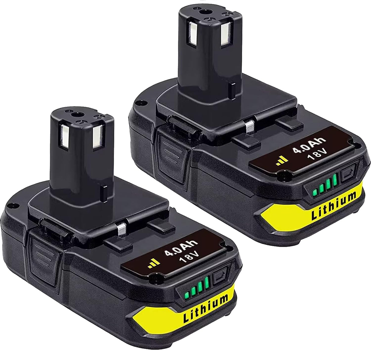 FSKE 2Pack 4.0Ah Lithium Battery Replacement for Ryobi 18V Battery ONE+ P108 P102 P103 P104 P105 P107 P108 P109 P190 P191 P122 FSKE