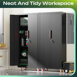 Kelueo 71" H Metal Garage Storage Cabinet with Wheels, 4 Adjustable Shelves & Locking Doors – Steel Tool Cabinet for Home,Basement,Utility Room – Garage Cabinets and Storage System, Black Kelueo