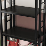 jarrvz 4 Tier Microwave Stand, Large Bakers Racks for Kitchens, Height Adjustablebakers Shelf, Coffee Bar for Living Room Rustic Black jarrvz