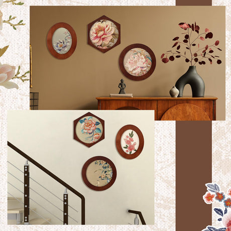 Vercraft 3 Set Embroidery Hoop Frame 8 Inch Decorative Wood Embroidery Frame with 8 Inch Cross Stitch Hoop for Display Finished DIY Art Craft Hanging Sewing Ornaments, Round, Hexagon, Oval Vercraft