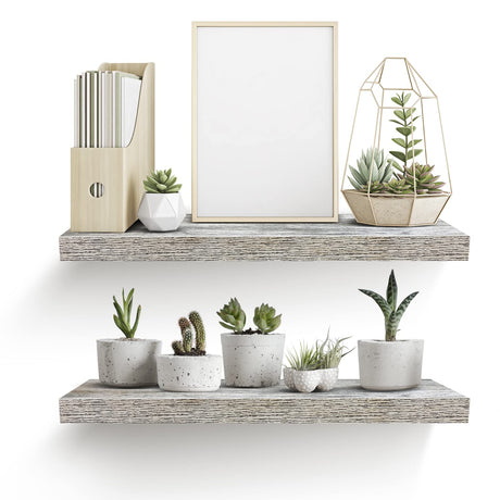 Rustic Sorbus Floating Wall Shelves – 24 x 9 Inch Decorative Storage, 2 Pack for Home, Kitchen, and Bathroom Sorbus