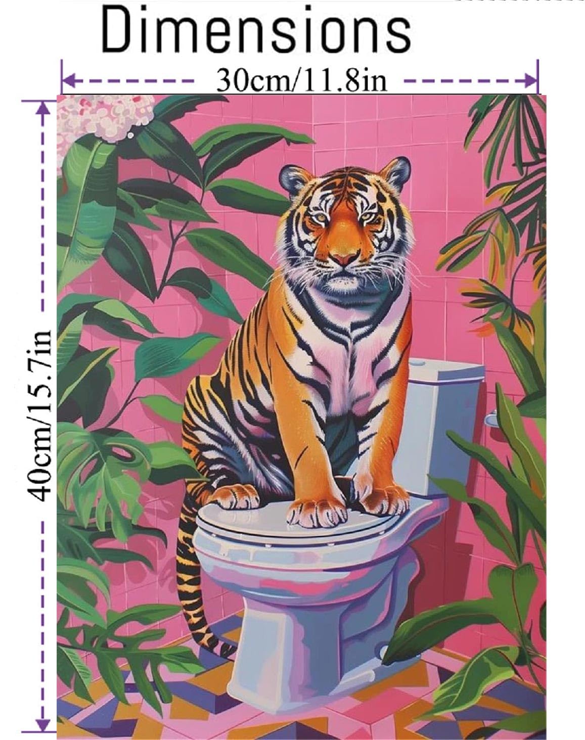 Animals Paint by Numbers Kit for Adults,Cat Cow Tiger Flamingo Giraffe Raccoon Adults' Paint-by-Number Kits for Beginner Acrylic On Canvas DIY Oil Painting Kit for Gift Home Wall Decor 12x16 Inch Ammklfh