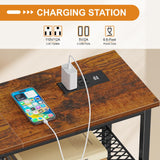 Snughome Entryway Table, Console Table with Charging Station, Industrial Narrow Sofa Table with 5 Tier Storage Shelves, Entrance Table for Hallway, Behind The Couch, Living Room, Foyer Snughome