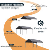 Shintenchi 10x20ft Heavy Duty Carport with UV Resistant Canopy, Powder-Coated Steel Frame, Easy to Assemble Portable Garage, Stable Carport for Car, Bike, Camp, Outdoor Storage (Grey) Shintenchi