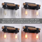 2-Light Farmhouse Vanity Lights for Bathroom, Rustic Bathroom Light Fixtures with Pretty Glass Shade, Black Industrial Wood Grain Wall Sconce for Bathroom Hallway Bedroom ZSMIHDOH