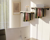 QsQueen Floating Bookshelves, Bookshelf with Industrial Pipe Brackets, Book Display Shelf for Wall, Unique Space-Saving Book Shelf Wall Book Holder, Wood Hanging Bookshelf, Great for Room Decor QsQueen