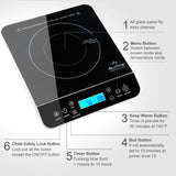Duxtop Portable Induction Cooktop Burner, Induction Hot Plate with LCD Sensor Touch 1800 Watts, Silver 9600LS/BT-200DZ duxtop
