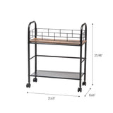 IRIS USA Slim Wood and Metal Rolling Storage Cart, Brown IRIS