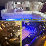 A Ainehome Power Recliner Set, Leather Sectional Sofa Set for Living Room, Home Theater, with LED Lights, Cup Holder, Hide-Away Storage, Wireless Charging(A-Black) A Ainehome