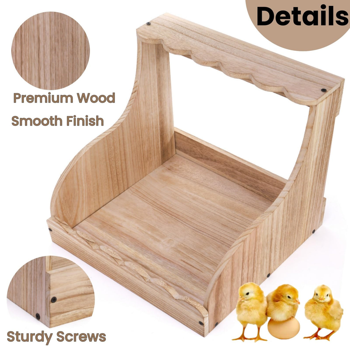 Tlence Single Compartment Hens Nesting Box, 14.5 x 13.75 x 13 Inch Wood Chicken Laying Eggs Box, Large Heavy Duty Chicken Coop Nest Box Accessories for Duck Birds Poultry, Easy Assembly Tlence