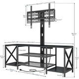 HOOBRO TV Stand with Mount and Power Outlet, LED Entertainment Center with Swivel TV Mount for 32/45/55/60/65/70/75 inch TVs, TV Cabinet with 3-Tier Storage, for Living Room, Bedroom, Black BB46UDDS01 HOOBRO