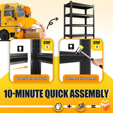 RPGHJJ 59" W Garage Shelving Heavy Duty Garage Storage Shelves Metal Shelving Unit 5T Adjustable Industrial Utility Shelf 3000LBS Black Organization Rack for Warehouse Storage,72" H x 59" W x 20" D RPGHJJ