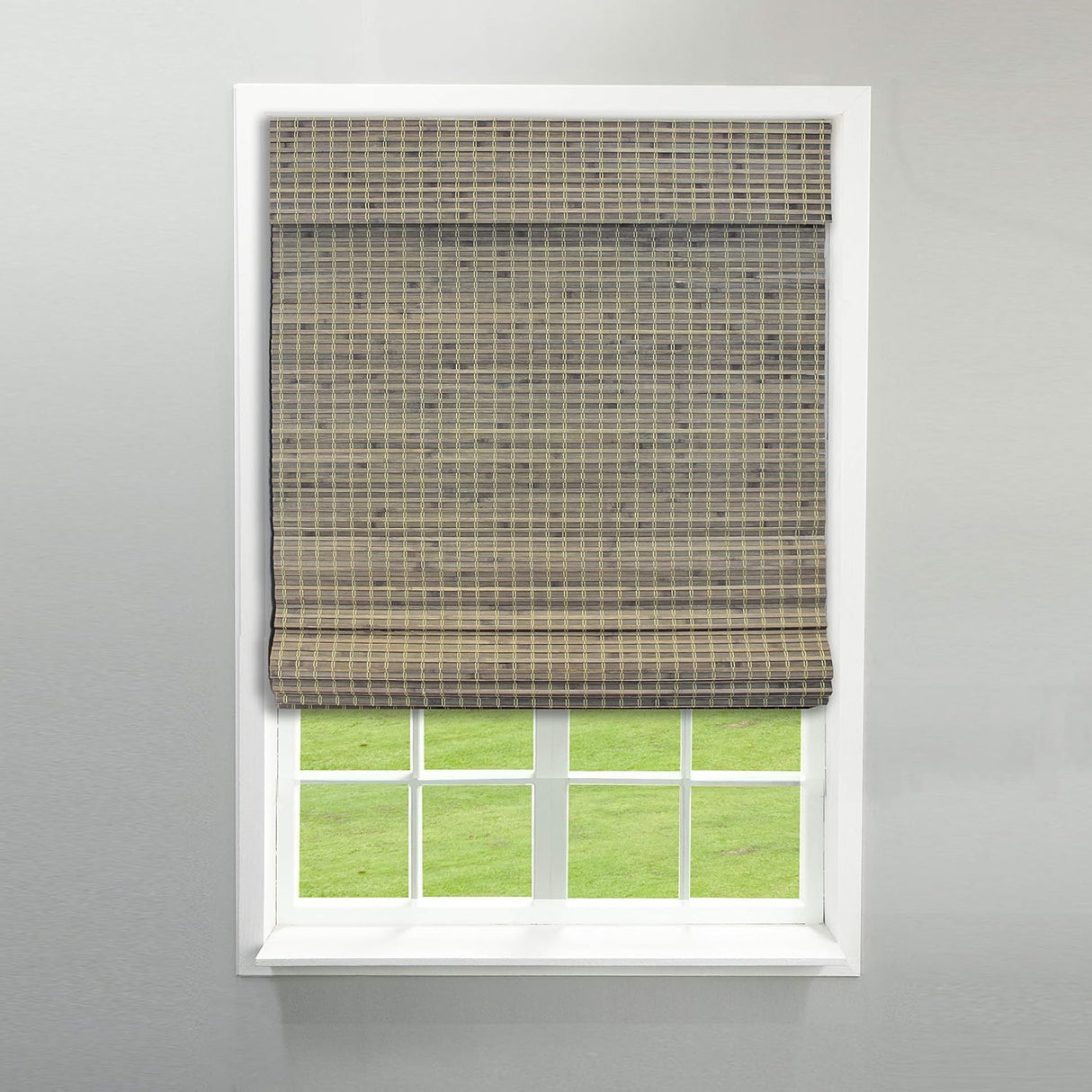 Radiance Cordless Bamboo Roman Shades for Windows - Flatweave Bamboo Blinds for Reduce Bright Light - Easy to Lift & Fold Up Window Shades - Driftwood - 35 in. W x 48 in. L - (02208870E) Radiance