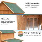 ECOLINEAR Large Chicken Coop with Wheels, Waterproof Outdoor Hen House for 6-8 Chickens, Movable Chicken House with Two Nesting Box, Removable Tray, PVC Cover, Wooden Duck Coop Rabbit Hutch ECOLINEAR