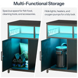 HOOBRO 40-50 Gallon Fish Tank Stand with Power Outlet and LED Light, Metal Frame Aquarium Stand with Cabinet Storage, for Reptile Turtle Tank, 440 LBS Capacity, 36.6'' L x 18.9'' W, Black BB93UDFT01 HOOBRO