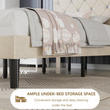 VECELO Twin Size Bed Frame, Upholstered Platform with Adjustable Diamond Tufted Headboard, Wood Slat Support, No Box Spring Needed, Pala Beige VECELO