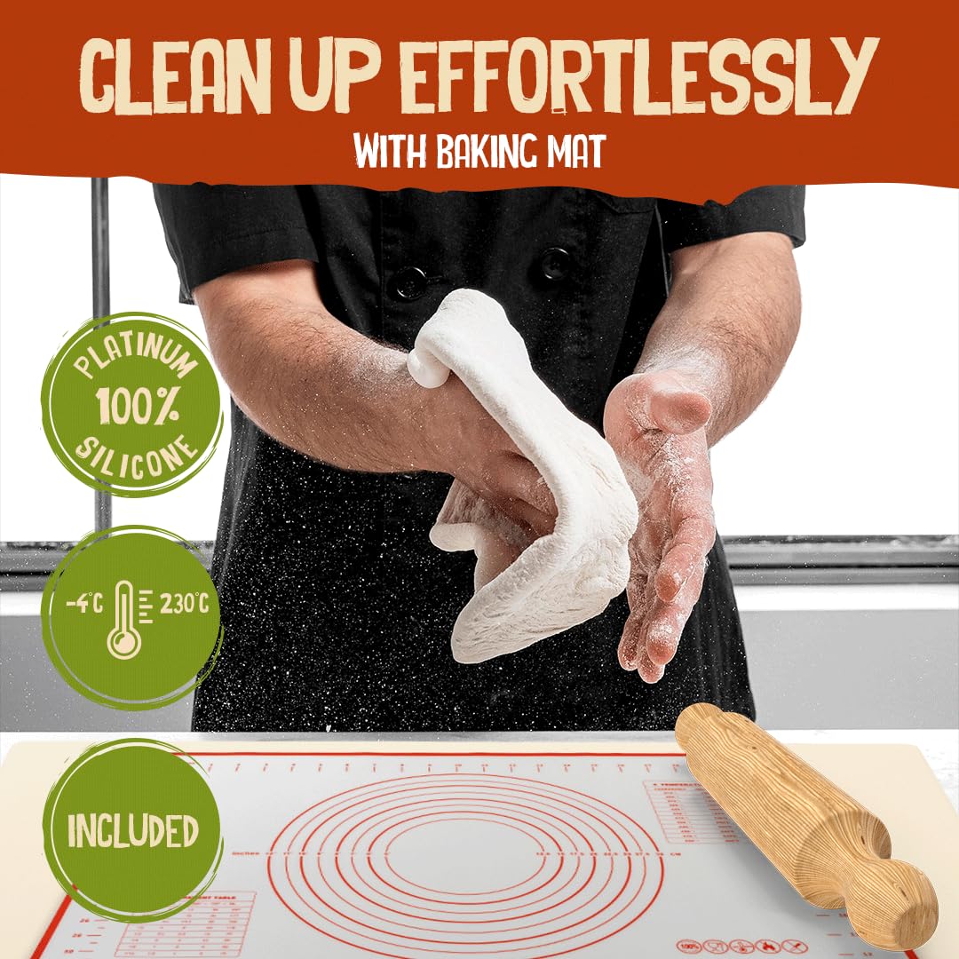 Large Pizza Stone for Oven 20 inch - Baking Stone for Bread, with Baking Mat and Dough Cutter - Rectangle Pizza Grill Stones - 20" x 13.5" Rectangular Thick Heavy Duty Ritual Life