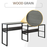 HOMCOM 86.5 Inch Two Person Desk Double Computer Table Writing Desk with Open Shelves Long Storage Workstation for Home Office Gray HOMCOM