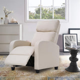 FDW Recliner Chair Home Theater Seating Reclining Sofa Push Back Recliner with Lumbar Support and Fabric Padded Seat Backrest for Living Room (Fabric Beige) FDW
