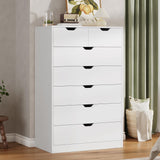 Tall 7 Drawer Dresser, White Modern Chest of Drawers for Bedroom,Closet Dressers with Drawers for Living Room, Entryway, Hallway HAUOMS
